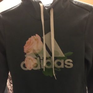 Adidas hoodie with roses infront